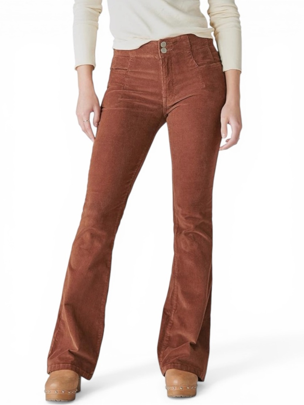 Lucky Brand Stevie High Rise Flare Jeans Corduroy Brown Size 2/26 Hot Cocoa